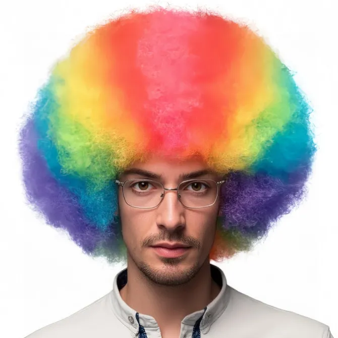 Pruik clown regenboog