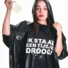 Regenponcho Ik sta al een tijdje droog zwart one size
