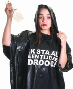 Regenponcho Ik sta al een tijdje droog zwart one size