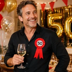Rozet 50 jaar rood/wit