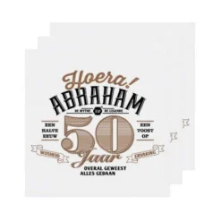 Servetten Abraham 50 jaar wit 33x33 cm - 20 stuks