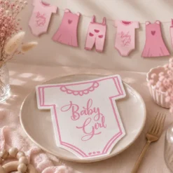 Servetten babyromper roze - 16 stuks