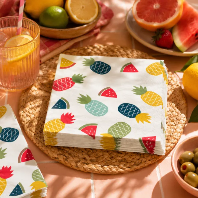 Servetten fruit print 33x33 cm - 20 stuks
