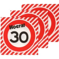Servetten 30 jaar verkeersbord 33x33 cm - 20 stuks