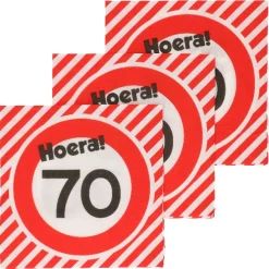 Servetten 70 jaar verkeersbord 33x33 cm - 20 stuks