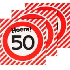 Servetten 50 jaar verkeersbord 33x33 cm - 20 stuks