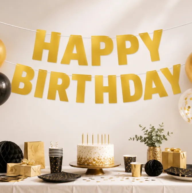 Slinger Happy birthday goud 40cm 7m