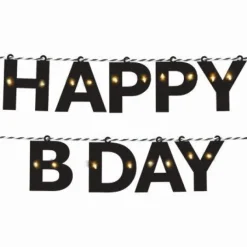 Slinger Happy birthday zwart led verlichting 3m