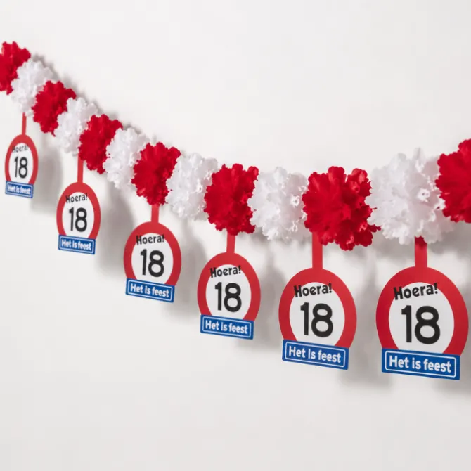 Slinger papier 18 jaar rood/wit
