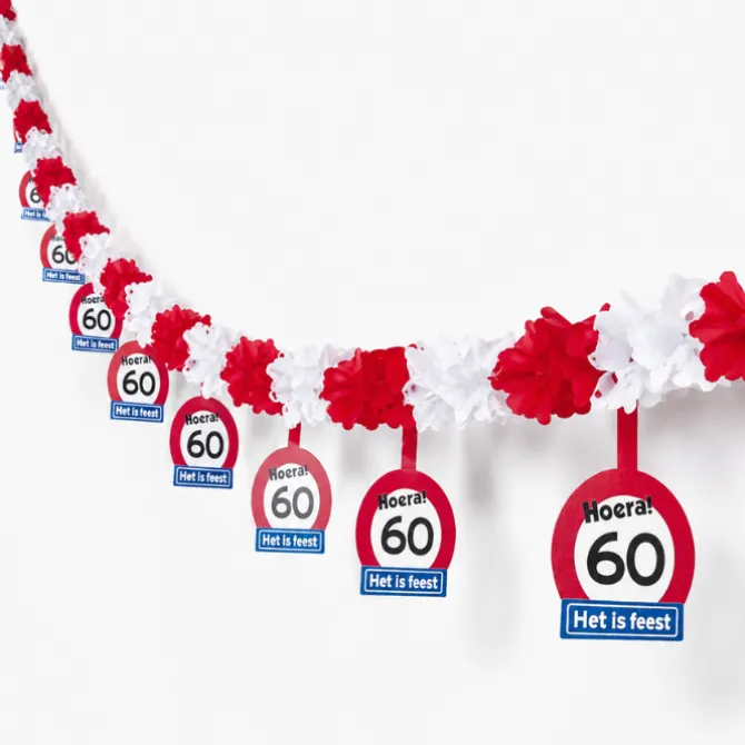 Slinger papier 60 jaar rood/wit