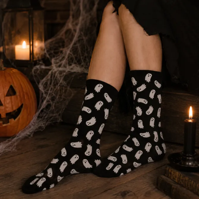 Sokken Halloween spookjes zwart/wit maat 36-41
