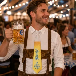 Stropdas bier geel/wit/zwart
