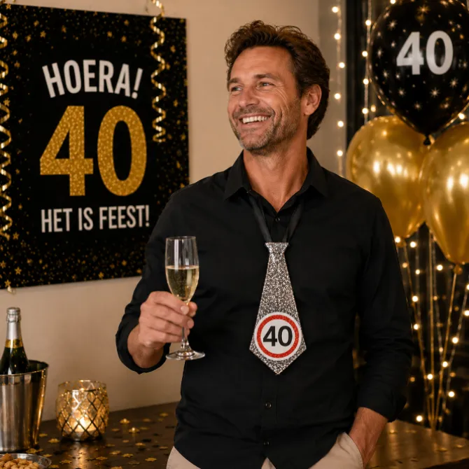 Stropdas 40 jaar verkeersbord