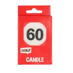Taartkaarsje 60 rood/wit – 1 stuk
