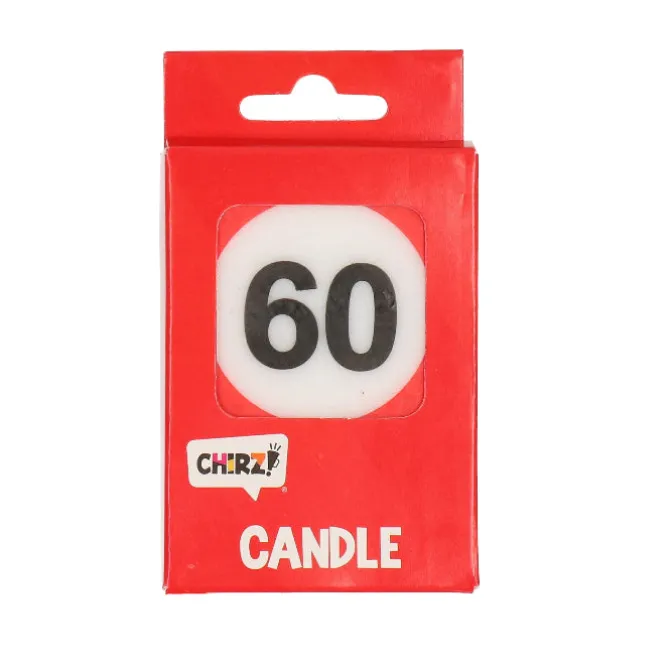 Taartkaarsje 60 rood/wit – 1 stuk