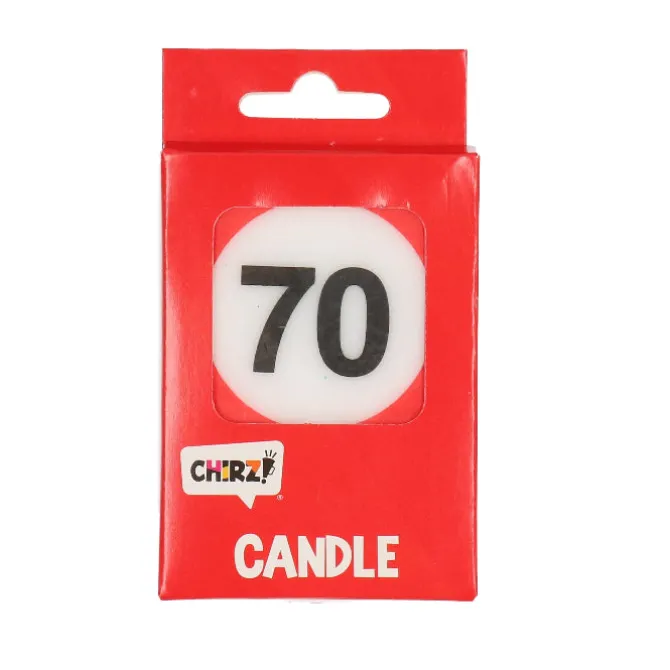 Taartkaarsje 70 rood/wit – 1 stuk