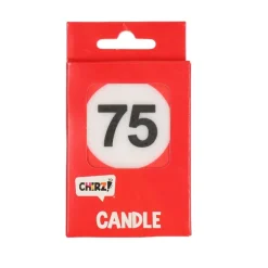 Taartkaarsje 75 rood/wit – 1 stuk