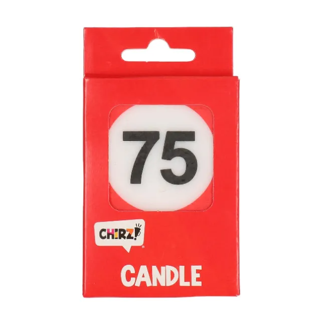 Taartkaarsje 75 rood/wit – 1 stuk