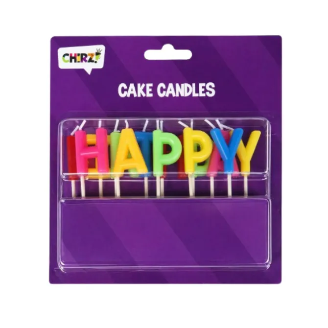 Taartkaarsjes multikleur Happy Birthday – 13 stuks