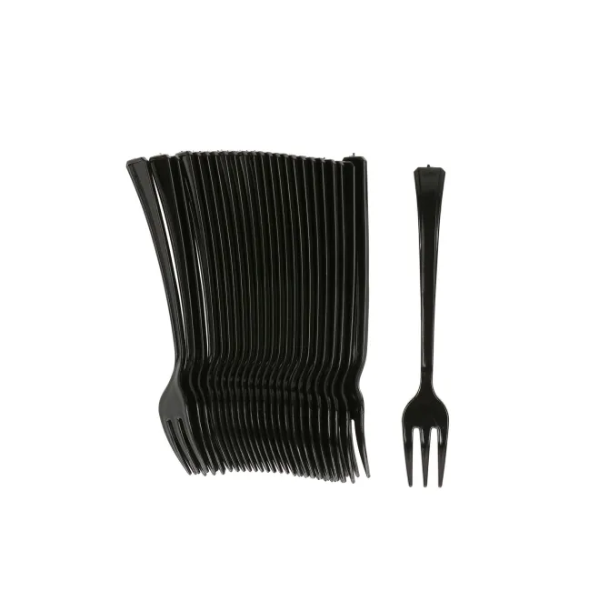 Taartvorkjes - herbruikbaar - plastic - zwart - 24 stuks