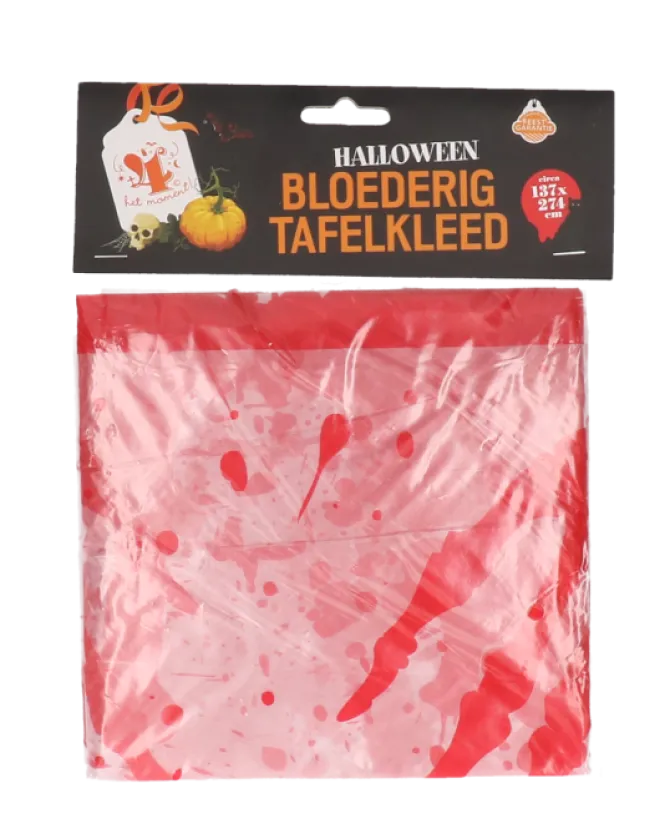 Tafelkleed bloederig wit/rood 137x274cm