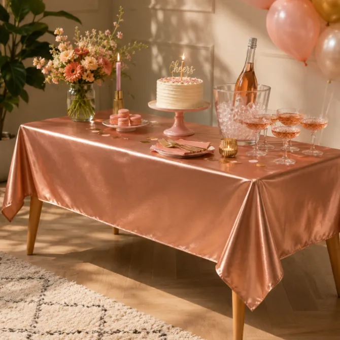 Tafelkleed roségoud 274cm x 134cm
