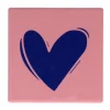 Tegeltje hartje - roze met blauw - 10x10 cm