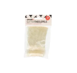 Theelepels plastic herbruikbaar glitter 24 stuks