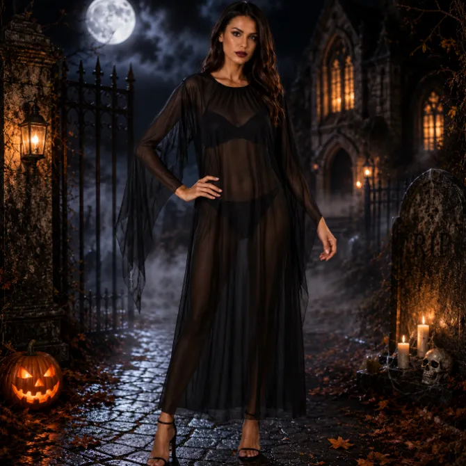 Tuniek Halloween zwart unisex one size