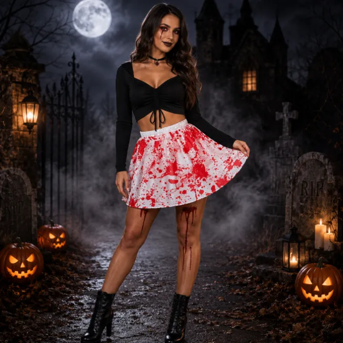 Tutu Halloween bloederig wit/rood