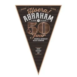 Vlag Abraham 50 jaar zwart/goud
