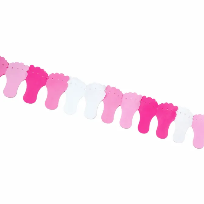 Vlaggenlijn Babyvoetjes roze/wit