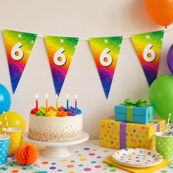 Vlaggenlijn fregenboog 6 jaar - 6m (15 vlaggen)