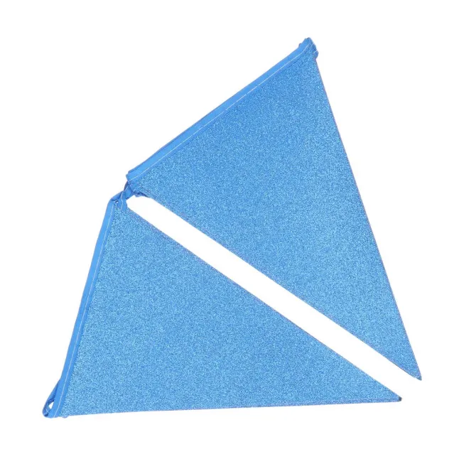 Vlaggenlijn glitter blauw groot - 6m (10 vlaggen)