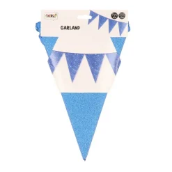 Vlaggenlijn glitter blauw groot - 6m (10 vlaggen)