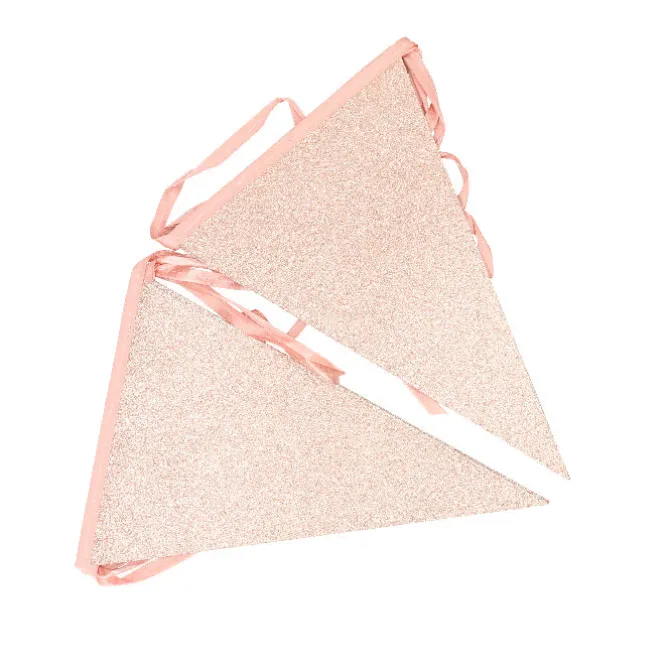 Vlaggenlijn glitter roségoud groot - 6m (10 vlaggen)