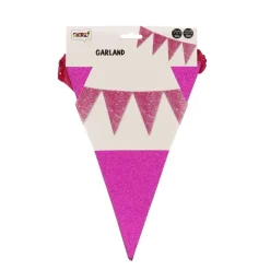 Vlaggenlijn glitter roze groot - 6m (10 vlaggen)