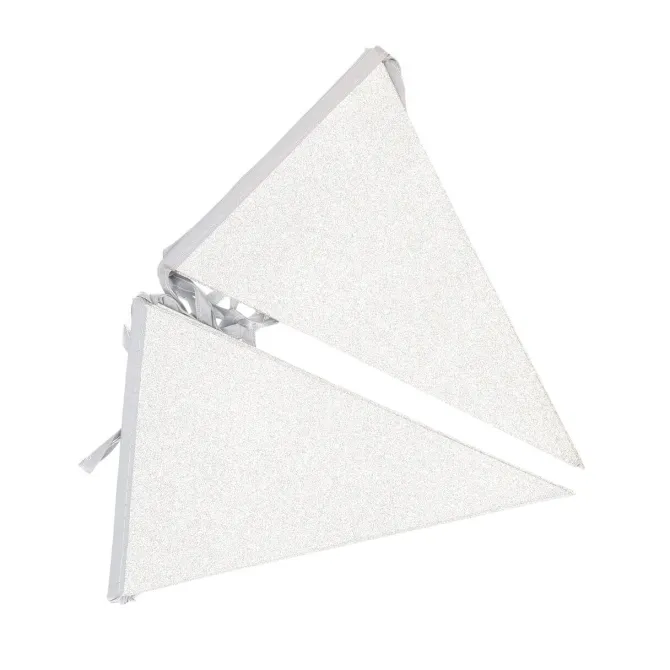 Vlaggenlijn glitter zilver groot - 6m (10 vlaggen)
