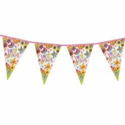 Vlaggenlijn Happy Birthday bloemen - 2,6m