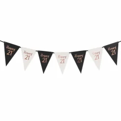 Vlaggenlijn Happy 21 rosegoud papier - 5m (15 vlaggen)