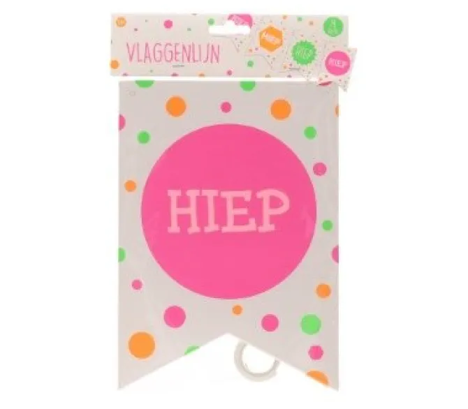 Vlaggenlijn Hiep Hiep Hoera - 4m (15 vlaggen)