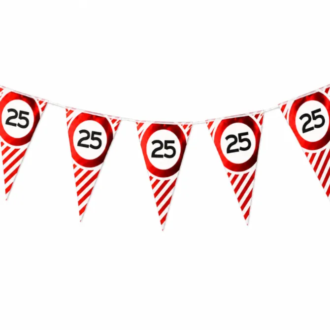 Vlaggenlijn 25 jaar rood/wit - 3m