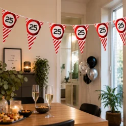 Vlaggenlijn 25 jaar rood/wit - 3m