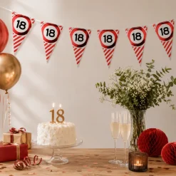 Vlaggenlijn 18 jaar rood/wit - 3m