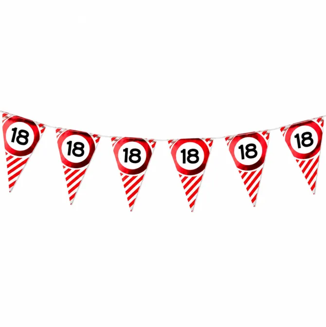 Vlaggenlijn 18 jaar rood/wit - 3m