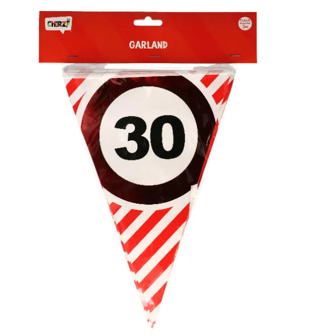 Vlaggenlijn 30 jaar rood/wit 3m