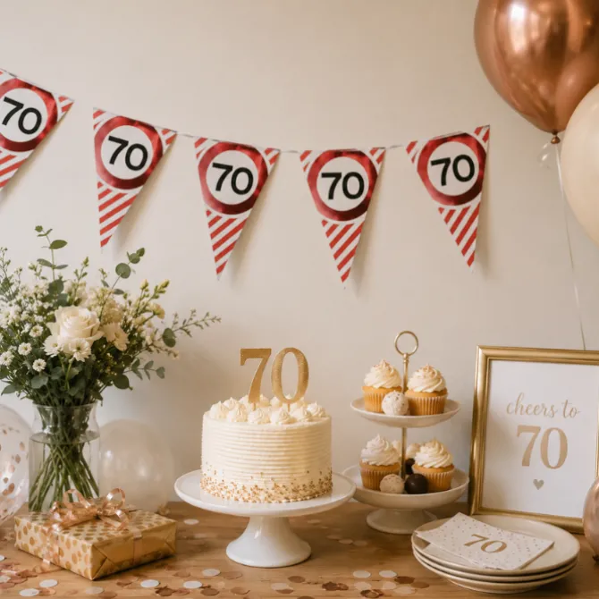 Vlaggenlijn 70 jaar rood/wit - 3m