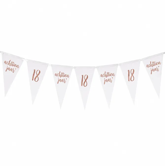 Vlaggenlijn 18 jaar wit/roségoud - 4m