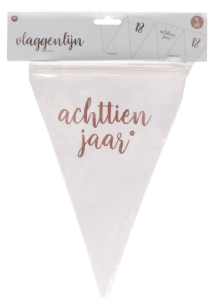 Vlaggenlijn 18 jaar wit/roségoud - 4m