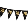 Vlaggenlijn 70 jaar zwart/goud - 5m (15 vlaggen)